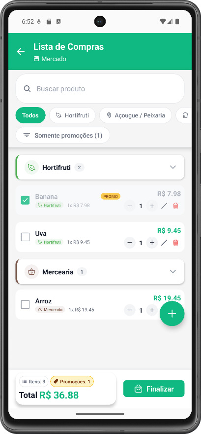 Interface do app Confere Aê